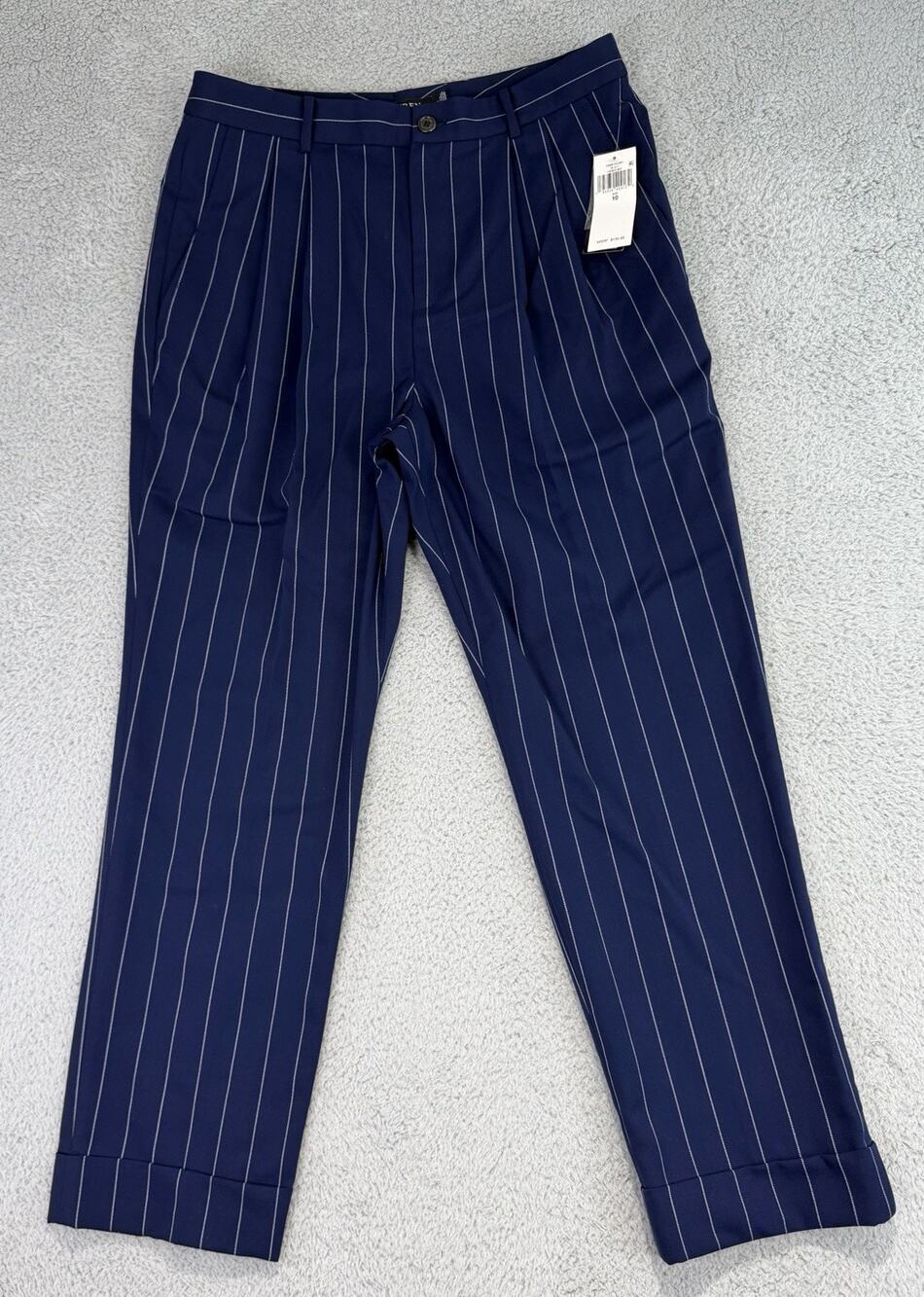 Lauren Ralph Lauren Womens Pinstripe Wool-Blend Twill Pant Navy Blue 10